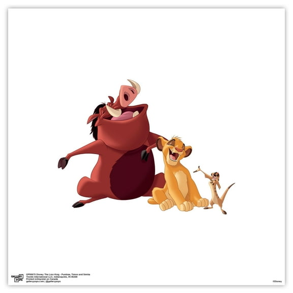 Gallery Pops Disney The Lion King - Pumbaa, Timon and Simba Wall Art, Unframed Version, 12" x 12"