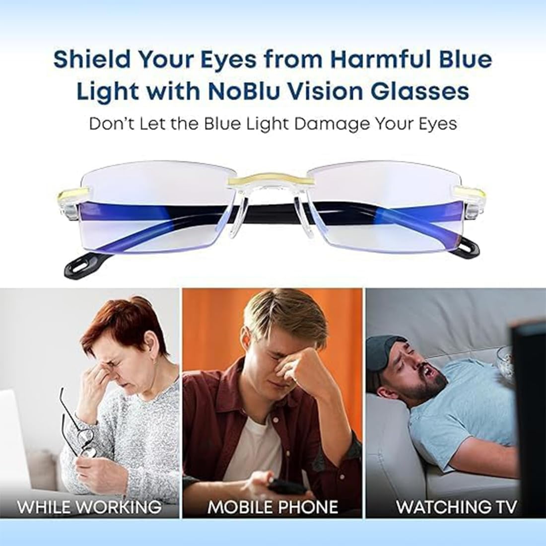 Clarity Blue Glasses Self Adjusting, Automatic Adjustment Blue Ease Optics Glasses, Anti-Glare Protection Eye Glass for Men/Women