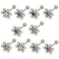 thumbnail image 1 of Barbell Tongue Ring Surgical Steel with Jeweled Flower Design, 1 of 7