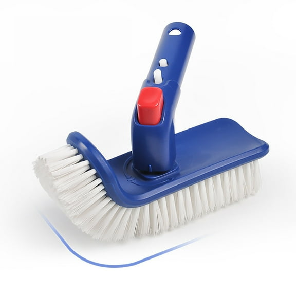 Oiur Professional Pool Step and Corner Cleaning Brush with 180-Degree Handle Rotation, Curved End Bristles,Easily Scrub Sweep Clean Swimming Pools, Spas, Hot Tubs, Bathroom-Blue