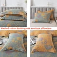 thumbnail image 4 of Orange Flower Pattern Grey Bedding Set Grey King Size 3Pcs Duvet Cover Set, 4 of 9