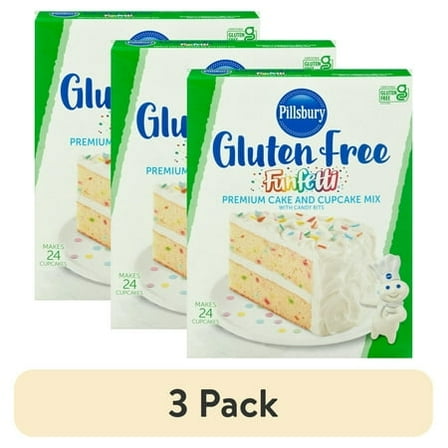 (3 pack) Pillsbury Gluten Free Funfetti Cake Mix with Candy Bits, 17 oz Box
