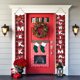 thumbnail image 5 of Cortina de puerta de pareado navideño - Cubierta de puerta de poliéster en pack de 2 con agujeros colgantes, decoración navideña roja y verde de 30x180 cm para festividades y fiestas de primavera, 5 of 6