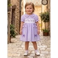 thumbnail image 6 of BemeyourBBs Toddler Baby Girls Big Sister Dress Outfit Spring Summer Plaid Gingham Dress Big Sis Letters Embroidery Short Puff Sleeve Doll Collar Bow Casual Dress Sundress, 6 of 9