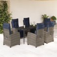 thumbnail image 1 of vidaXL 7 Piece Garden Dining Set with Cushions Grey Poly Rattan, 1 of 5