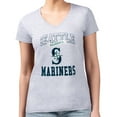 thumbnail image 4 of Women's G-III 4Her by Carl Banks Heather Gray Seattle Mariners Super-Slim Fit Lightweight Team Logo Graphic V-Neck, 4 of 5