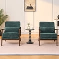 thumbnail image 3 of S-HOME Mid-Century Living Room Chair with Supportive Lumbar Pillow, Fabric Upholstered Armchair for Various Spaces, Green, 3 of 16
