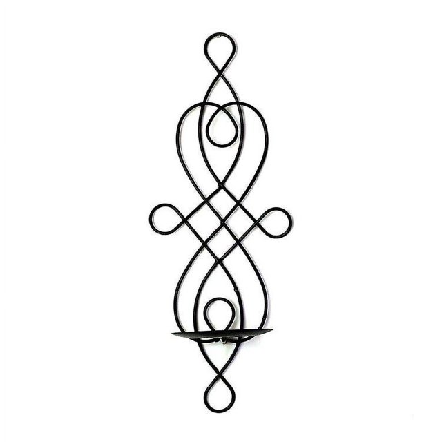 1 candelabro montado en la pared de estilo vintage negro, candelabro de hierro creativo, decoraciones de pared para el jardín del hogar, candelabro montado en la pared