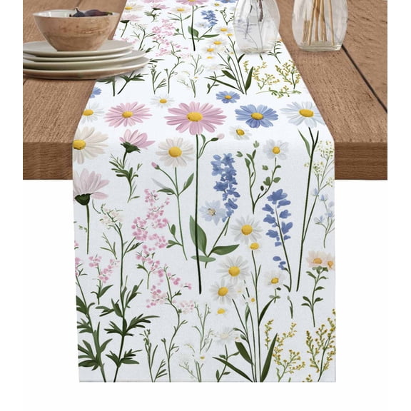 Moroccon Table Runner 72 Inches, Spring Floral Bed Runner Dresser Scarves Tabletop for Indoor Outdoor Parties/Ceremony/Banquet, 14" x 72"