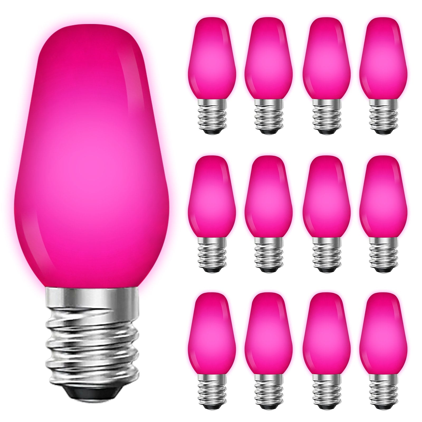 Luxrite 12Pack C7 LED Pink Replacement Light Bulbs for String Lights 0