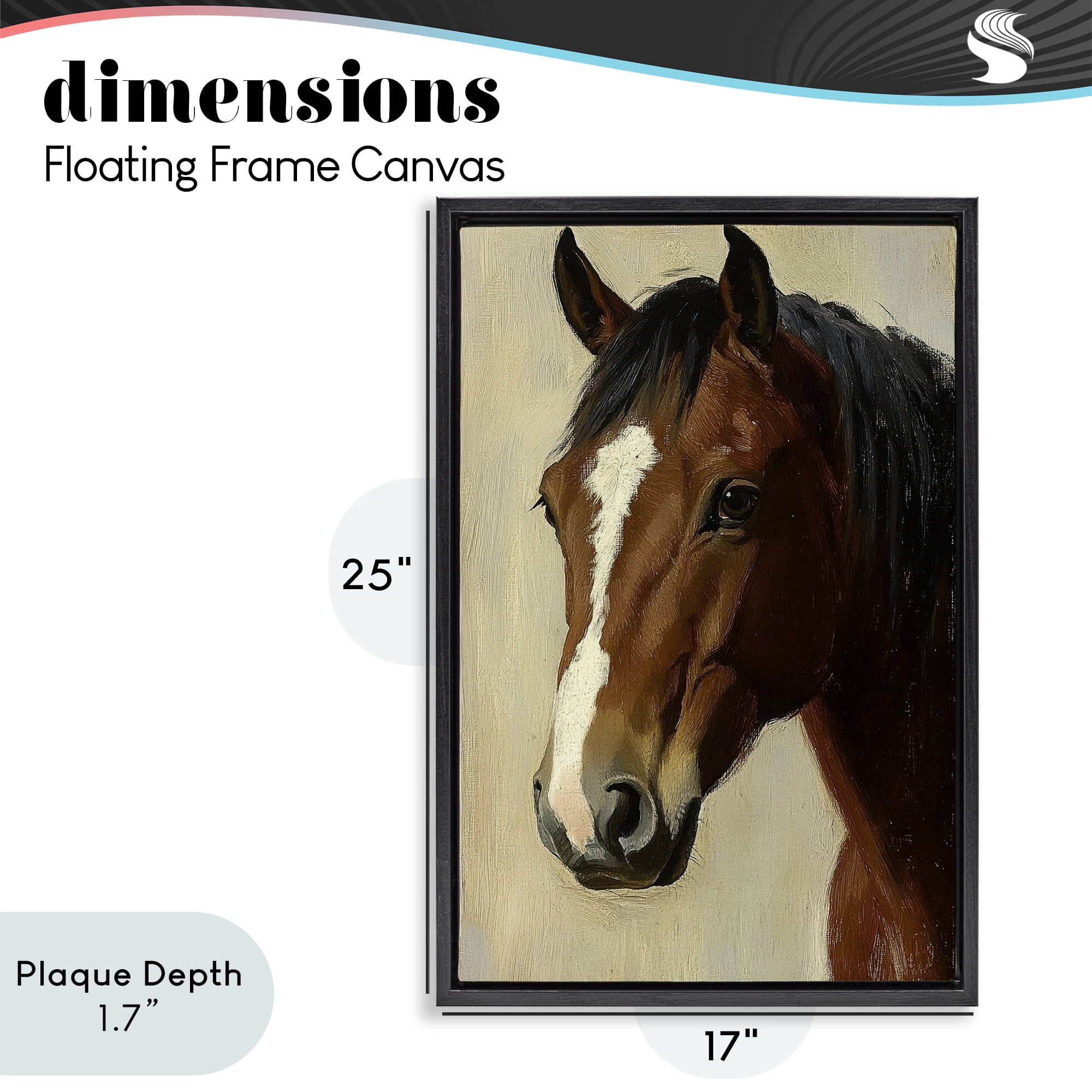Stupell Industries Beautiful Brown Horse Portrait Black Framed Floater Canvas Wall Art, design by Petal Prints Design
