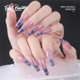 thumbnail image 1 of Fofosbeauty 24pcs Press on False Nails Tips, Coffin Fake Nails, Coffin Blue Flames Pink, 1 of 7