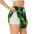 thumbnail image 3 of Lsque Green Lightning Printed Women's Running Shorts with Liner Pockets,Elastic Quick Dry Workout Athletic Gym Yoga Shorts,Womens High Waist Shorts-Medium, 3 of 9