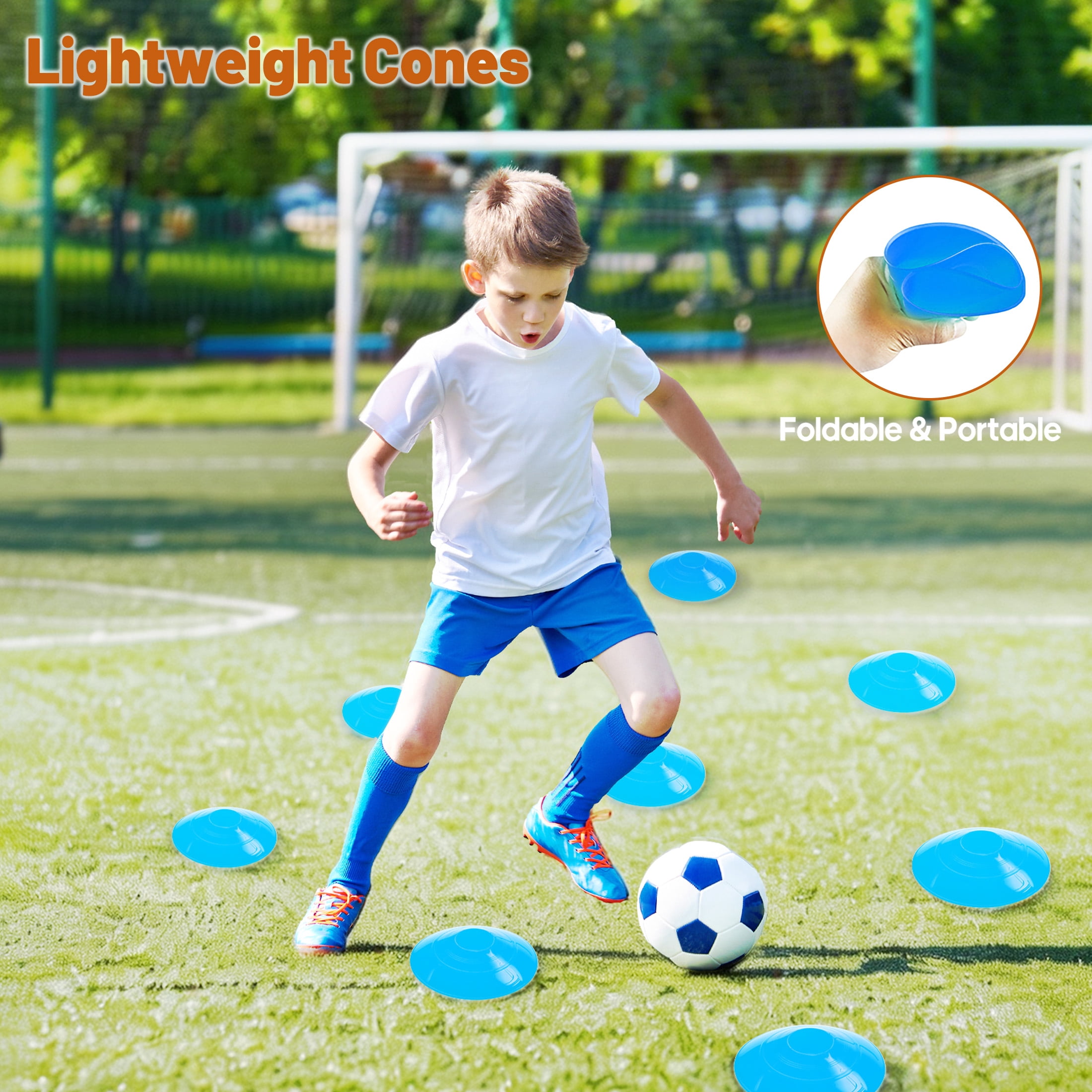 CONCETTA Agility Ladder Training Set with Speed Parachute, Hurdles, Cones, Jump Rope, Athletic Speed & Coordination Workouts Equipment, Blue