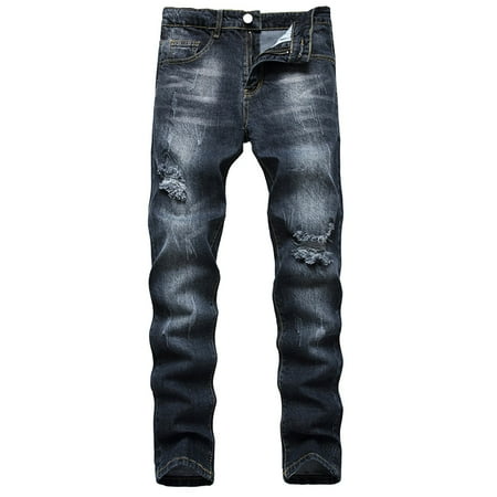 FNFYFH Men s Slim Fit Stretch Jeans Ripped Skinny Jeans for Men Distressed Straight Leg Streetwear Comfort Male Pants