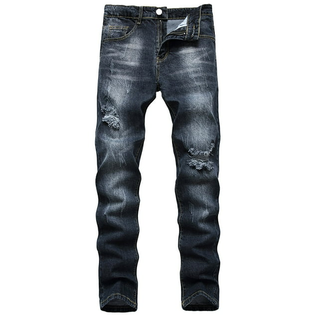Men's New Fashion Have Pockets Button Zipper Personality Denim Trend Jeans