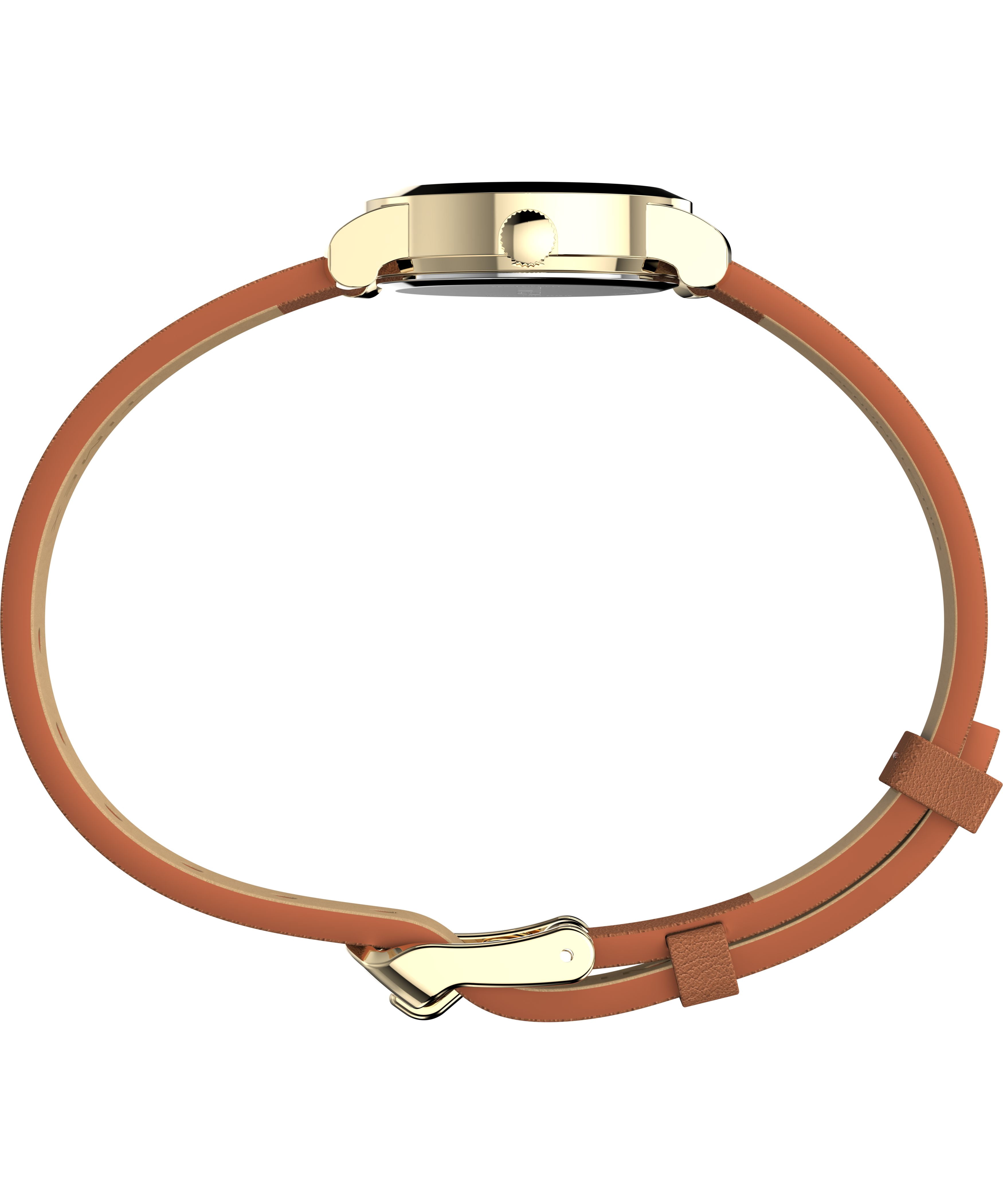 Timex Women's Cavatina 18mm Watch - Brown Strap Mother of Pearl Dial Gold-Tone Case