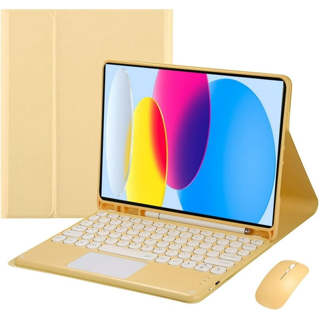 Funda con teclado táctil para iPad (A16) de 11.ª generación de 11 pulgadas (2025) y iPad de 10.ª generación de 10,9 pulgadas (2022), con ratón - Teclado Bluetooth táctil magnéticamente desmontable
