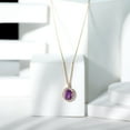thumbnail image 5 of Rosec Jewels Oval Shape Amethyst Pendant Necklace with Moissanite Halo (8X10 mm, AAA Quality), 14K Yellow Gold, 5 of 8