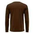thumbnail image 5 of Men's V-Neck Solid Color Long Sleeve T-Shirt Casual Basic Tee Minimalist Style Loose Fit Comfortable Everyday Crew Top,Brown,L, 5 of 6
