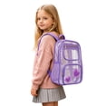 thumbnail image 4 of Weebloom Large School Clear Backpack For Kids Boys Girls Waterproof Transparent Backpack Front Pocket Daypack For Travel Bookbag Middle High School College Purple, 4 of 5