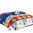 thumbnail image 2 of Bedding Set Twin 6pc Patchwork Sports Soccer Complete Bed in Bag Comforter with Plushie Toy Friend Matching Sheet Set., 2 of 6
