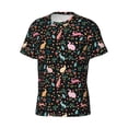 thumbnail image 3 of Yiaed Cute Rabbit And Flower Print Mens Short Sleeve Tight Fit T-Shirt, Crewneck Casual Tee-Medium, 3 of 5