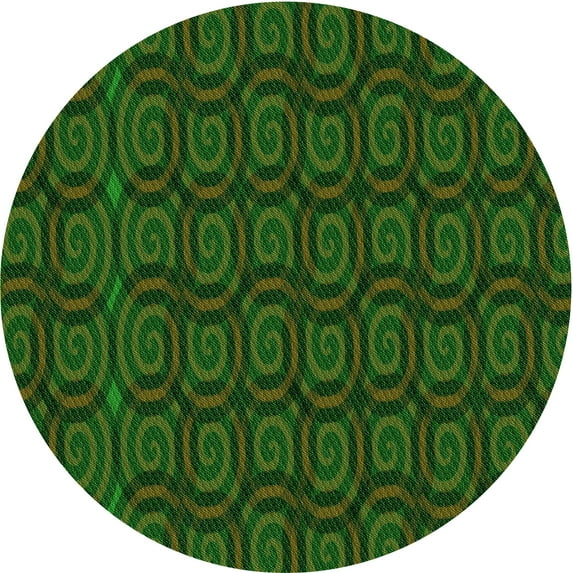 Ahgly Company Machine Washable Indoor Round Transitional Dark Forest Green Area Rugs, 7' Round