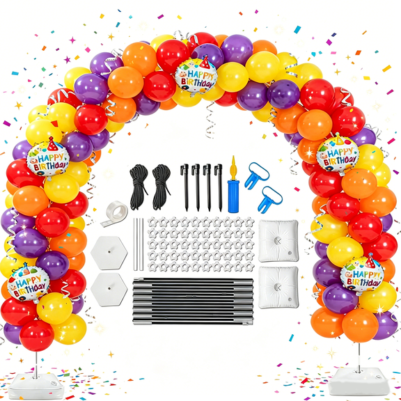 Balloon Arch Stand 9ft Heavy Duty – Metal Frame with Weighted Base, Stable for Outdoor Wedding Party Backdrop, Quick No-Tool Setup (9‘H x 10’W)