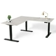 thumbnail image 1 of EFFYDESK Executive L-Shaped Height Adjustable Home Office Computer Standing Desk with Cable Management Tray (71"×71") Oak White on Black Frame, 1 of 5