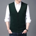 thumbnail image 3 of uikmnh Mens Vests Casual Men's Autumn Winter V-Neck Sweater Vest Wool Blend Button Front Collarless Layering Piece for Smart Casual Style Size:2XL, 3 of 6