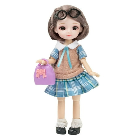

BJD Doll Jointed 3D Eyes Face Makeup Dress Shoe Purple Hair