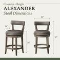 thumbnail image 5 of Maven Lane Alexander Counter Stool, Reclaimed Oak with Vegan Leather, Set of 3, 5 of 6
