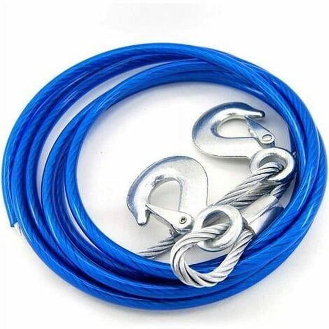 Cuerdas de remolque de 5 toneladas, cable de remolque de recuperación de 4 metros de alta resistencia con 2 ganchos de seguridad para automóviles