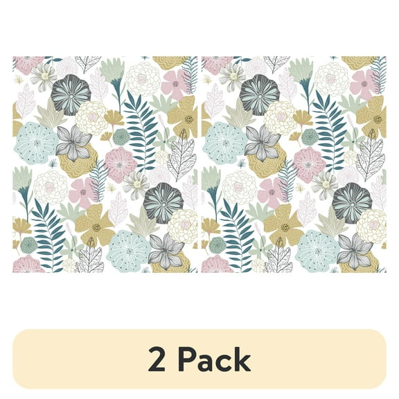 (2 pack) RoomMates Perennial Pink Floral Peel and Stick Wallpaper, 20.5 inches x 18 feet, 1 roll,