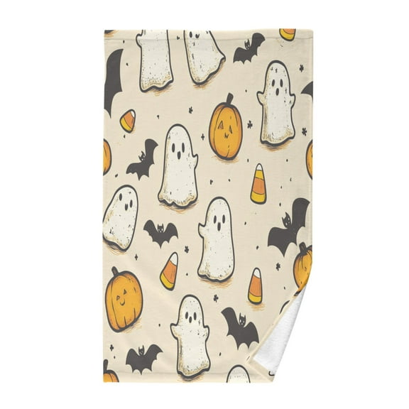 Yayeee 100% Cotton Hand Towels for Bathroom 16" x 28" Soft Absorbent Kitchen Towel, Halloween Cute Ghosts