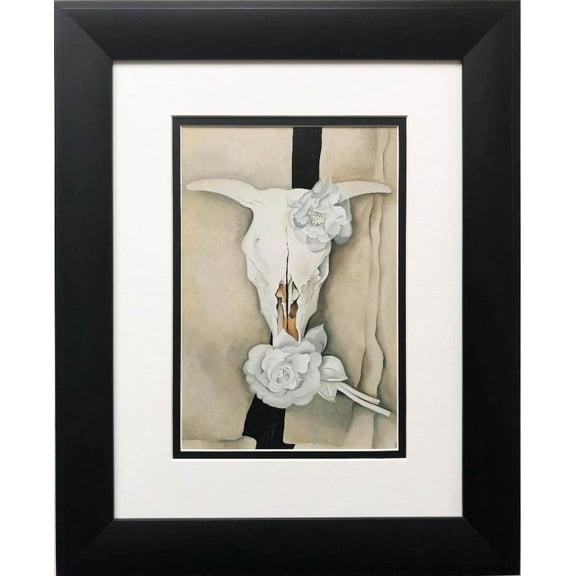 Georgia O'Keeffe "Cow's Skull With Calico Rose" Art Print Custom Framed Generic