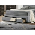 thumbnail image 6 of Light Gray Burlap Fabric Tufted Headboard Storage Footboard Queen Size Bed 1pc Bedroom Furniture Particle Board, 6 of 7