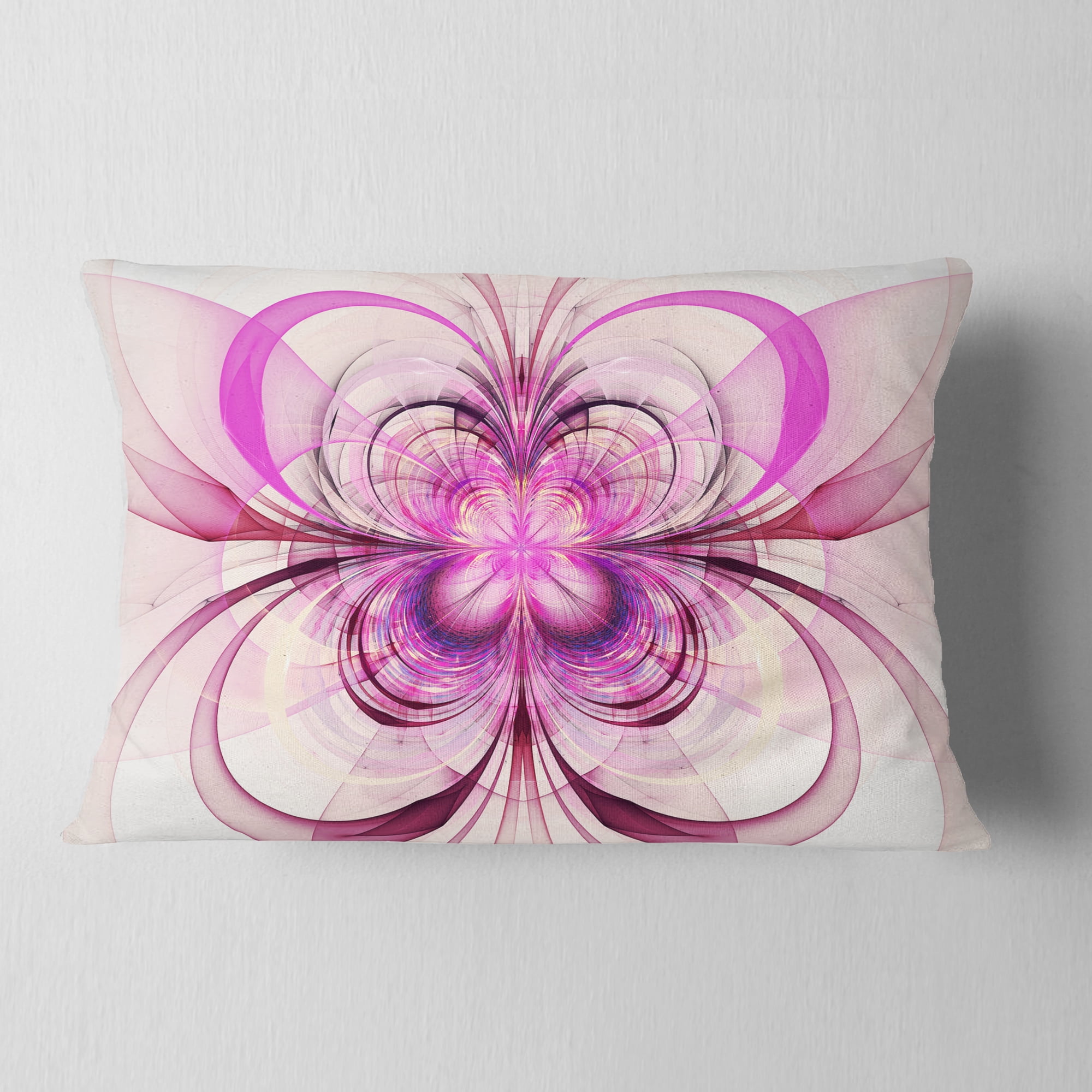 Designart Purple Fractal Flower Pattern - Floral Throw Pillow - 12x20