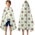 thumbnail image 3 of Green Highland Cow Flower Pattern Hooded Bath Towel，50"x30" for Ages 3 To 12 Kids, Quick Dry Lightweight Soft Microfiber Hood Beach Towel Cover Up for Kids, 3 of 7