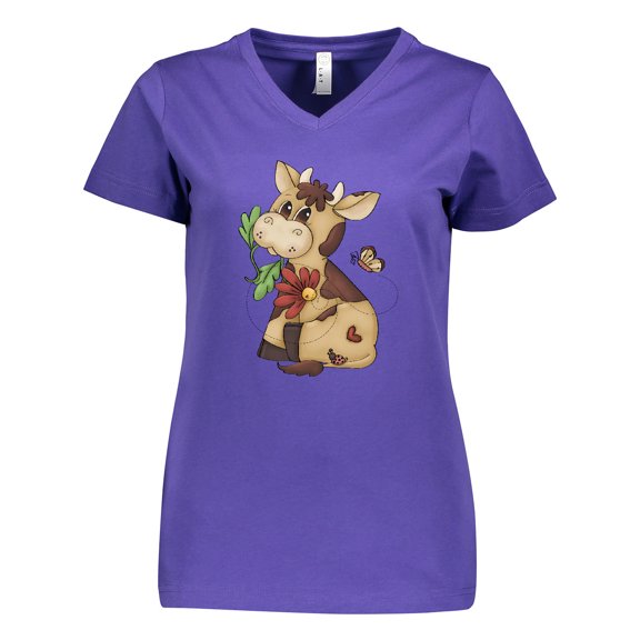 Inktastic Corky Cow Women's V-Neck T-Shirt