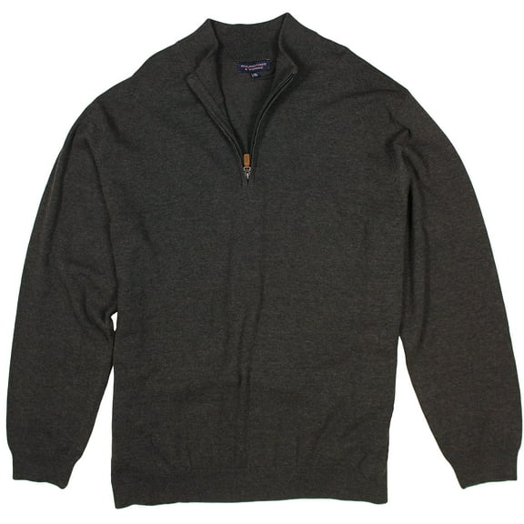 Roundtree & Yorke Big & Tall Quarter Zip Sweater Mock Neck Lightweight Men's Pullover (Char Heather 211, XX-Large Big)