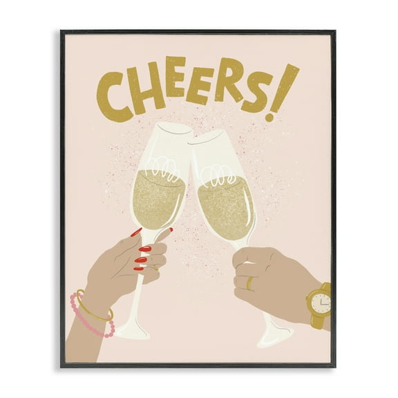 Stupell Industries Celebration Cheers Drinks Food & Beverage Painting Black Framed Art Print Wall Art, 11 x 14