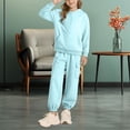 thumbnail image 2 of UACY Teen Girls 2 Piece Sweatsuits Fleece Hoodies Jogging Set Youth Kids Ribbed Cuffs Oversized Pockets Sweatpants Outfits ﻿ (Light Blue, 7-8 Years), 2 of 9