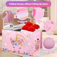 thumbnail image 4 of Organizador de almacenamiento de juguetes Mabahoo, grande, plegable con tapa, rosa, 4 of 8