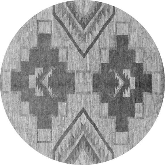 Ahgly Company Indoor Round Abstract Gray Modern Area Rugs, 6' Round