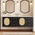 thumbnail image 3 of Euroco Mid-Century Modern Bathroom Vanity with Rattan Design, Soft-Close Drawers, Glossy Ceramic Basin, Premium MDF Storage Cabinet for Bathroom, 4-inch Faucet Compatibility, 3 of 9