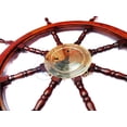 thumbnail image 6 of Nagina International Polystone Wood Porthole Clock Ship Wheel | Nautical Brass Decor | Navy Decor (42 Inches), 6 of 6