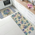 thumbnail image 2 of Spring Summer Floral Flower Kitchen Rugs Set of 2, Blue Hydrangea Mason Jar Eucalyptus Leaves Kitchen Mats Decor, Plaid Check Farmhouse Floor Door Mat Home Decorations -17x29 and 17x47 Inch, 2 of 6
