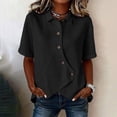 thumbnail image 2 of Women's Asymmetrical Placket Button-Down Shirt Casual Regular Fit Short Sleeve Tops Spring Summer Daily Top M, 2 of 6